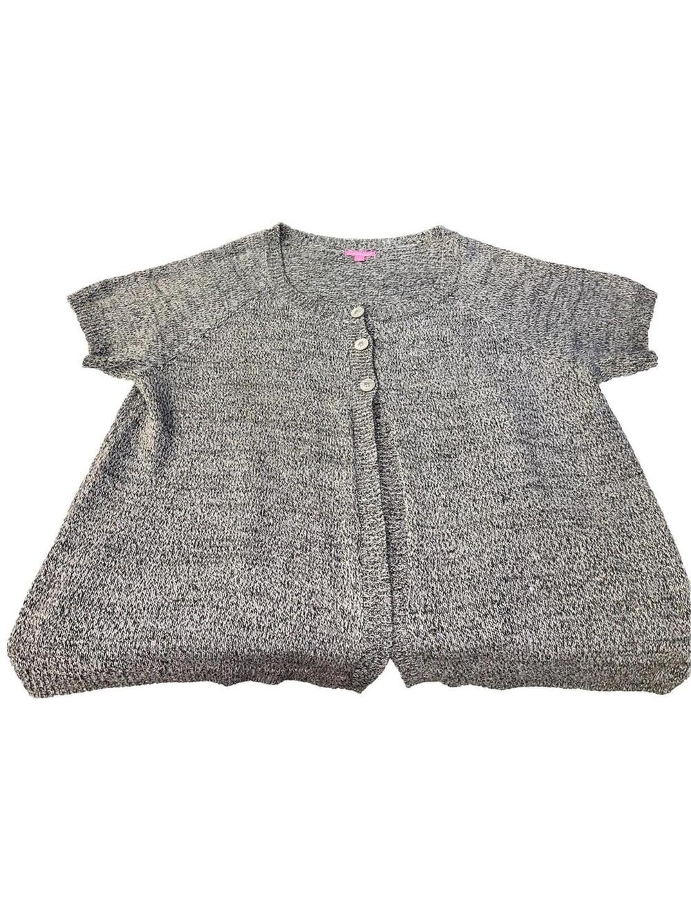 Woman Within Plus Size Gray & White Sweater Cardigan Size 4X (34/36) 3 Button